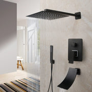 Colonne de douche design en inox pluie tropicale et pommeau amovible