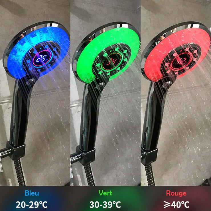 Pommeau de douche LED avec indicateur de température