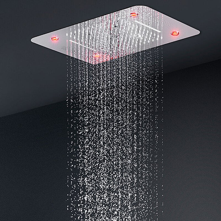 Colonne de douche thermostatique encastrée avec pommeau cascade, douchette  et buses hydromassantes – Gris métallisé - Ryukyu